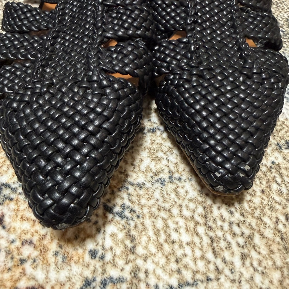 Angel Alarcon Black Woven Leather Women’s Sandals - Picture 2 of 6